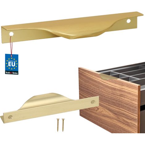 Tirador de muebles Modern Edge de aluminio color oro mate de 128/148 mm.