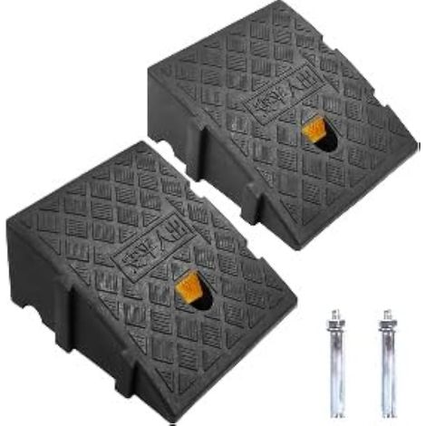 Rampe d'accès pour trottoir, lot de 2, 27 x 25 x 7 cm, avec boulon d'expansion et autocollants réfléchissants pour portes, marches, allées, fauteuils roulants et motos