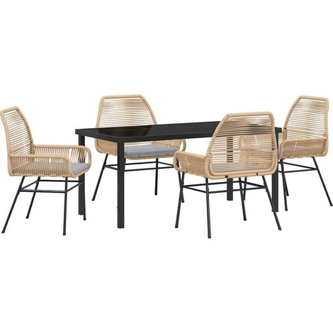 Maison Exclusive - Set da Pranzo per Giardino con cuscino 5 pcs Marrone polyrattan (1/5)