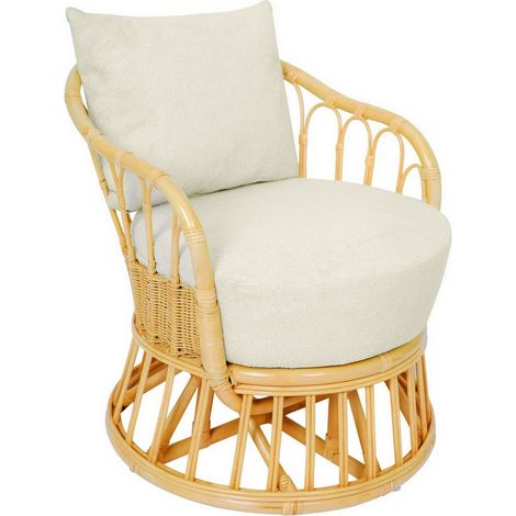 Nordlys - Fauteuil en Rotin Naturel et Tissu Beige (1/5)