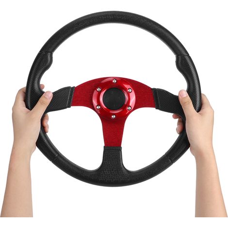 Volant sport de course 350 mm/14 pouces, jante profonde, fixation 6 boulons, accessoire universel modifié, rouge (1/5)