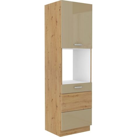 Küchen Hochschrank 60 Eiche Artisan Cappuccino Hochglanz Küchenzeile Küchenblock