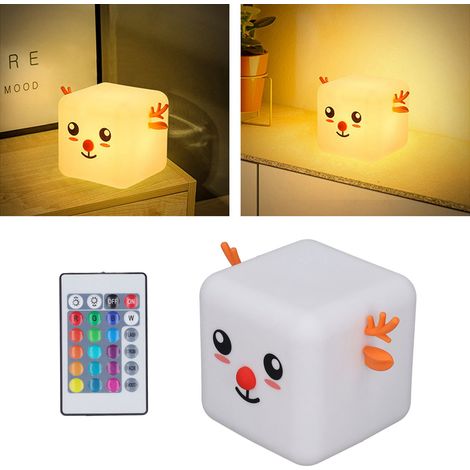 Lampe de chevet LED en silicone et ABS en forme de faon, 7 couleurs, rechargeable par USB, avec télécommande, idéale pour la chambre d'enfant. (1/5)