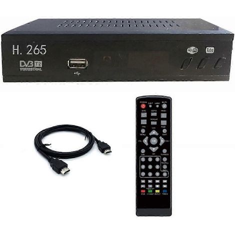 Tuner TV numérique DVB-T2 HEVC 265, boîtier décodeur, décodeur HD 1080p DVB-T2 265, récepteur TV terrestre USB (1/5)