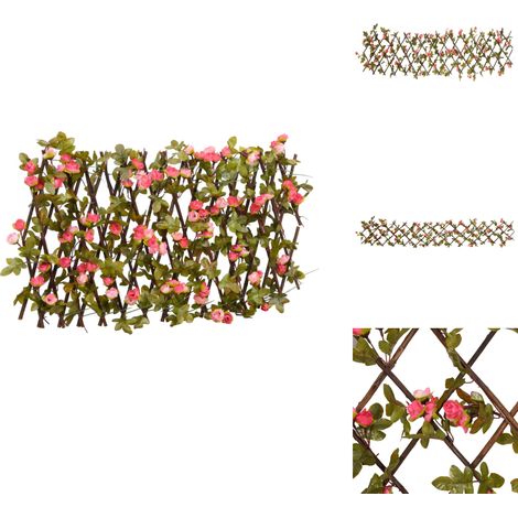 Rankgitter mit Künstlichem Efeu Erweiterbar Dunkelrosa 180x20cm - Gartenzäune - Kunststoffpflanzen - Rankhilfe - Sichtschutz - Gartendeko (1/5)
