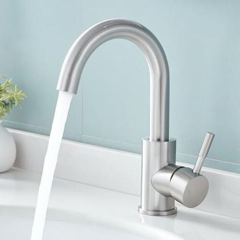 Robinet de salle de bain haut, rotatif à 360°, mitigeur de lavabo économe en eau avec mitigeur eau chaude/eau froide, installation facile pour lavabos de salle de bain/cuisine, petits camping-cars (ac (1/4)