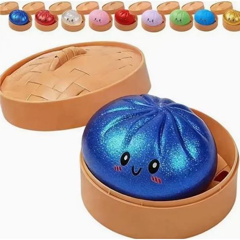 Jouet anti-stress boulette de dumpling en TPR, extensible, avec panier vapeur (1/5)