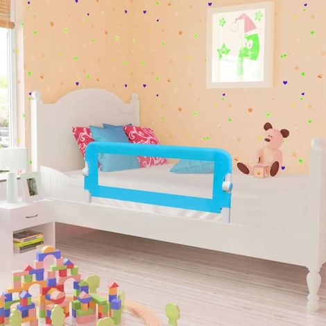 RHG Barrières de Lit pour Enfants Bleu Barrière de Sécurité Lit Tout Petit 102x42 cm -