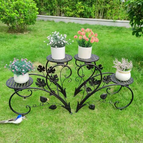 Outdoor Indoor Metal Flower Pots Planter Plant Stands Garden Shelf Racks