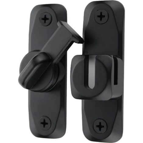 Loquet de porte à bascule noir, sécurité robustesse à 180 degrés pour portail et barrière, conception améliorée antirouille et renforcée (Loquet de porte à bascule 90-180) (1/5)