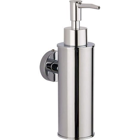 Round chrome-plated wall-mounted soap dispenser made of 304 stainless steel, for bathroom, kitchen, home decor (1/5)