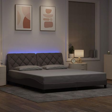 vidaXL Giroletto con LED senza Materasso Tortora 180x200 cm in Tessuto (1/4)