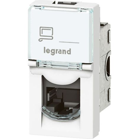 Legrand – Prise RJ45 catégorie 6 FTP Mosaic 1 module – blanc – montage encastré – IP20 – contact autodénudant