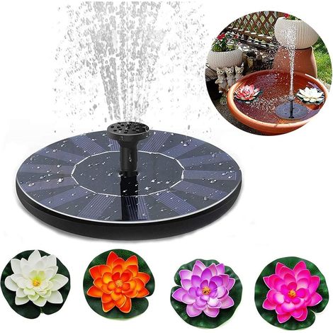 Fontaine solaire, pompe à eau solaire flottante de 1,5 W avec 6 buses, fontaine solaire extérieure pour la décoration de jardin, abreuvoir pour oiseaux (1/5)