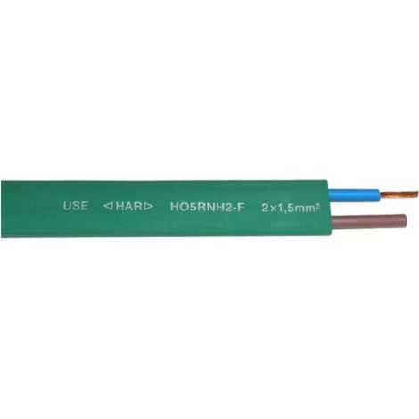Grünes Flachkabel H05RNH2-F 2x1,5 (für Lichterkette) /auf Rolle/