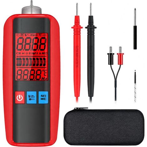 Multimetro digitale intelligente, multitester con display a 3 risultati in grado di rilevare temperatura, corrente, tensione, capacità, ohm, diodi e fessure. (1/5)
