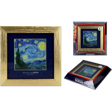 Riproduzione del quadro Notte stellata di Van Gogh con cornice dorata. (1/5)