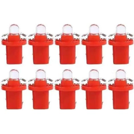 Paquete de 10 bombillas LED T5 con portalámparas, 12V BAX10d B8.5D, bombillas para salpicadero de coche y motocicleta.