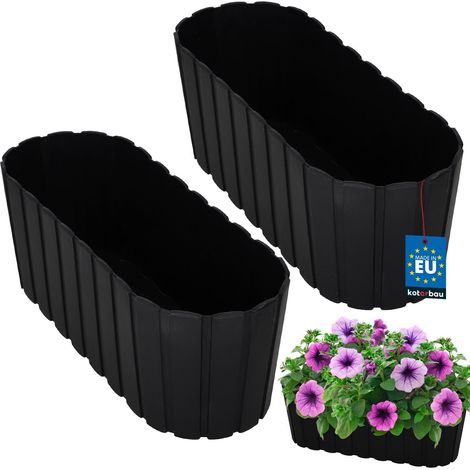 Jardinière pour fleurs et herbes aromatiques, pour balcon ou terrasse, anthracite, 40 cm, lot de 2 (1/5)