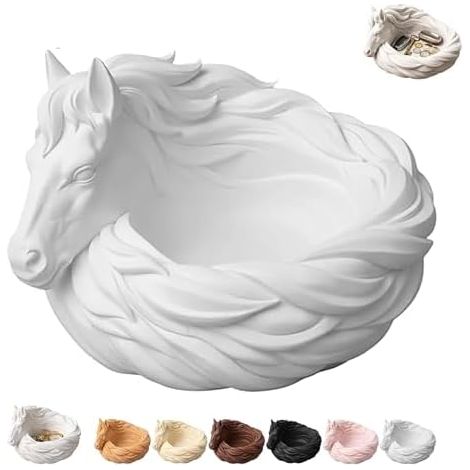 Vide-poches cheval pour clés, bijoux et pièces de monnaie, vide-poches en forme de cheval imprimé en 3D de 18 cm, élégant objet de rangement pour commode, table de chevet, décoration équestre (caramel (1/5)