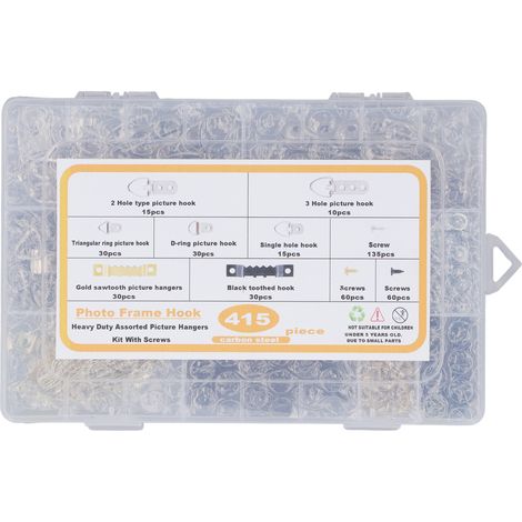 Kit de Crochets pour Cadres Lourds, Crochets de Fixation Mural avec Vis, Boîte Transparente, 7 Modèles Variés (1/5)