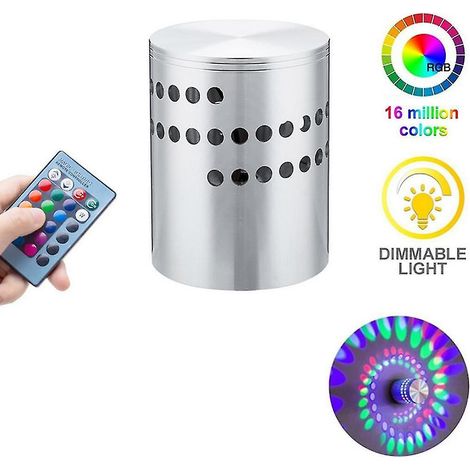 Applique murale LED RGB 3W à éclairage spiralé, lampe de couloir, lampe d'intérieur pour chambre (1/5)