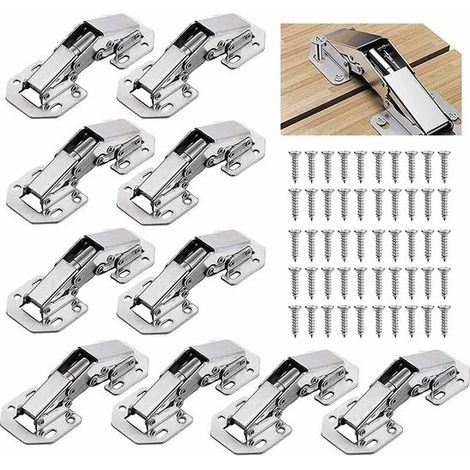Bisagras para puertas de armario, 10 piezas, bisagras para muebles de cocina de 3" y 90° con tornillos, Bisagra para armario, bisagra, bisagras (1/5)