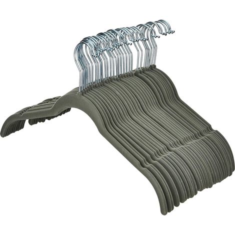 Lot de 10 cintres gris en velours pour chemises/robes (1/5)