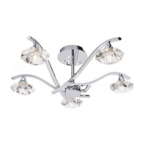 Plafonnier chrome cristal 5xG9 dimmable Endon Langella (1/3)