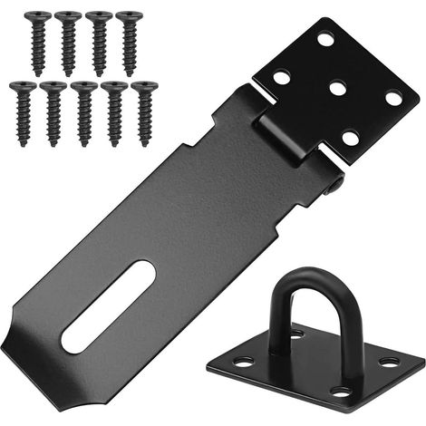 Loquet de porte à cadenas avec vis, 12,7 cm, pour jardin, portail, armoire, noir