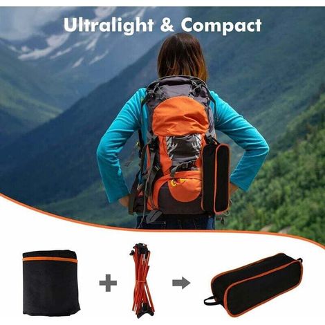 Sillas plegables de camping, ligeras y portátiles con bolsa de transporte para actividades al aire libre, pesca, senderismo, playa, picnics (naranja) (1/3)