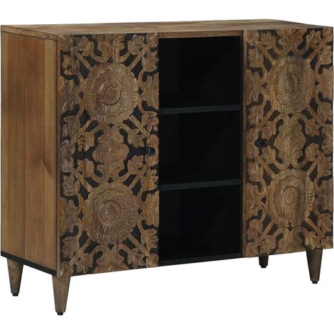 Sideboard mit Regal Braun 90 x 33,5 x 75 cm Massivholz Mango vidaXL