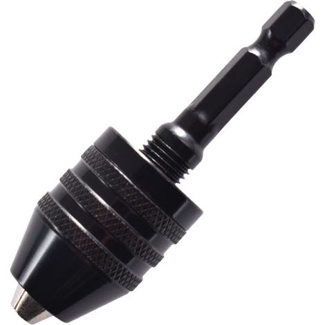 Silver Drill Chuck 2 Piece 6.35mm (1/4") Keyless Drill Bit Hex Chuck Keyless Chuck Quick Change Adap (1/5)