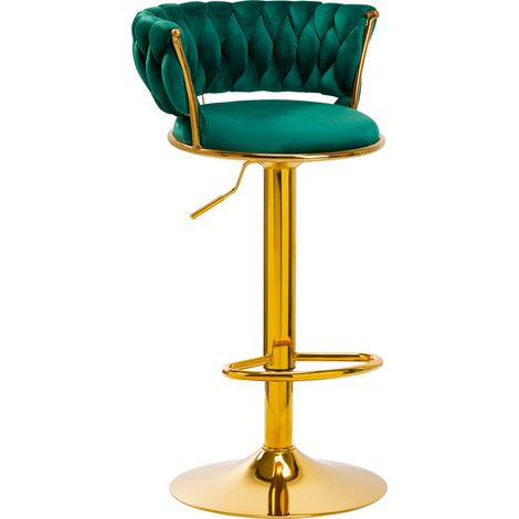 Tabouret de bar 4Rico QS-B313a en velours vert (1/5)