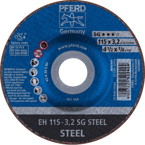 PFERD TOOLS Trennscheibe EH 115x3,2x22,23 mm gekröpft Leistungslinie SG STEEL für Stahl 25 Stk