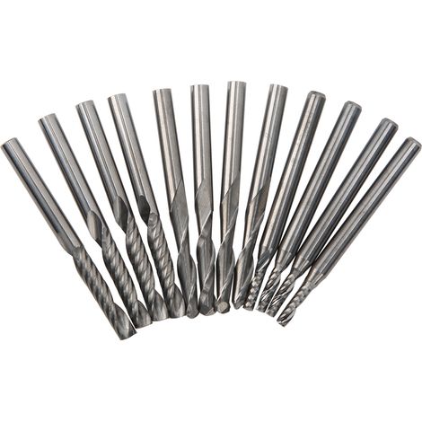 Lot de 12 fraises à bois 3,175 x 17 mm / 2 x 8 mm pour la sculpture et la gravure
