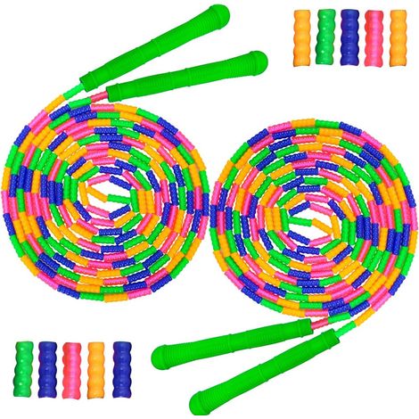Corde à Sauter - 2,8 M - Perles Plastiques Segmentées - Pour Enfants et Adultes - Intérieur Extérieur - 2 Pièces (1/5)