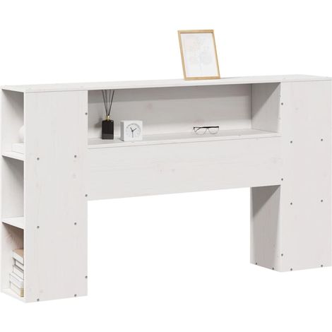 Maison Exclusive - Testiera con Ripiani Bianca 140 cm in Legno Massello di Pino (1/5)