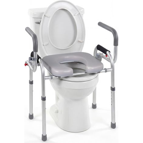 COSTWAY Ringhiera di Sicurezza per WC Portata 136 kg,Braccioli Pieghevoli,Altezza 49-59 cm (1/4)