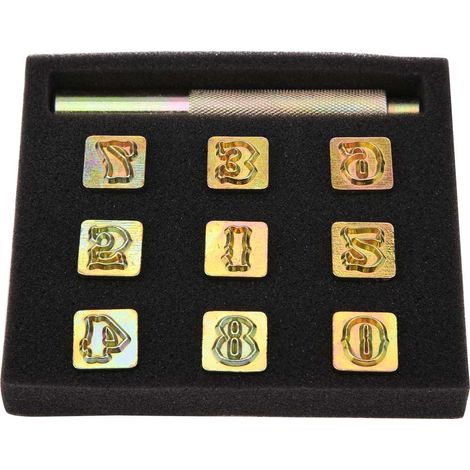 Ensemble de poinçons métalliques 13mm avec chiffres 0 à 8 pour estampage et gravure (1/5)