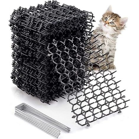 Juego de 12 alfombrillas repelentes para gatos con púas, 15,5 x 20 cm, antiexcavación, protección para césped y jardín. (1/5)