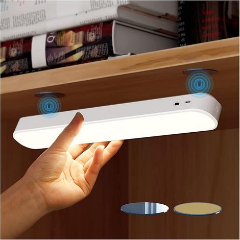 Lampe de placard à LED, lampes de dessous d'armoire à gradation, lampes à coller sans fil, barre d'éclairage de nuit magnétique avec batterie rechargeable (1/5)