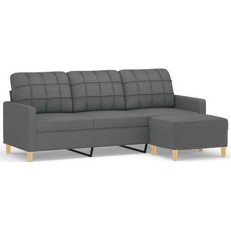3-Sitzer-Sofa mit Hocker Dunkelgrau 180 cm Stoff vidaXL (1/5)