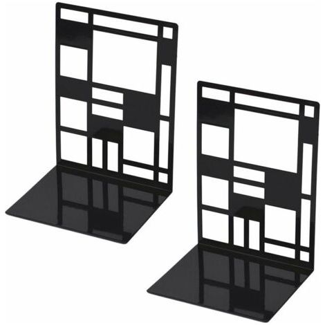 Ensemble de serre-livres, serre-livres en métal, serre-livres noirs, serre-livres design, étagère à base antidérapante pour enfants, bureau, école, salon, librairie et bibliothèque