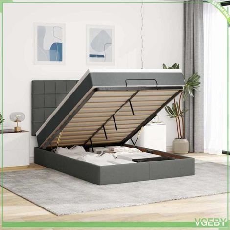 Cadre de lit ottoman avec matelas - Mod. 3313155 - 140x190 cm - Gris foncé - Rangement hydraulique (1/5)