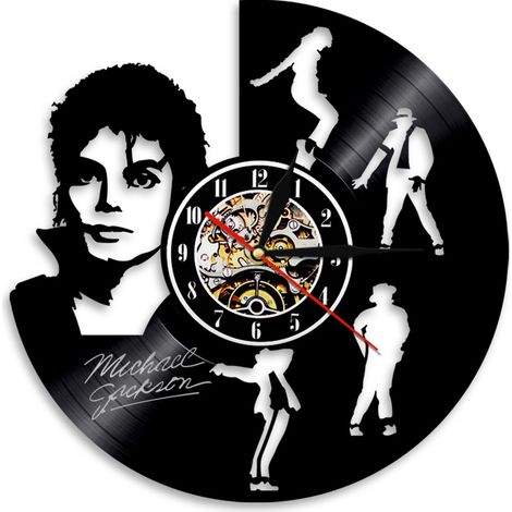 Dancing Michael Jackson Design Vinyl LED Record Corloge Creative Wall Hanging Watches Antique Art Home Culture Round Hollow With LED Light 12 inch (1/3)