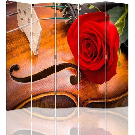 Paravento bilaterale, Rosa su un violino - 180x170 (1/5)
