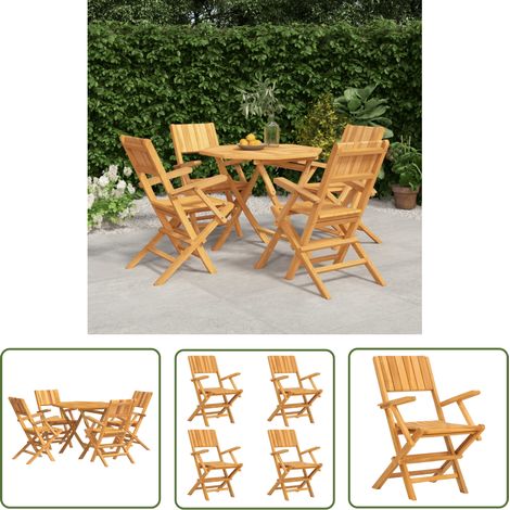 Maison Exclusive 5-tlg. Garten-Essgruppe Massivholz Teak (1/5)