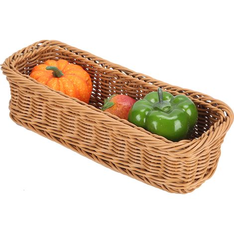 Panier à couverts en imitation rotin, panier de rangement pour table de restaurant, panier à baguettes, couleur café, grande taille, L 300 x l 110 x H 70 mm (1/5)