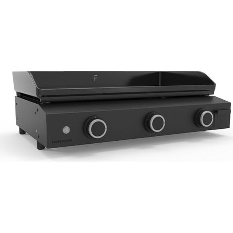 Forge Adour – Plancha à gaz 3 brûleurs U 7500W – Plaque en fonte émaillée – Bac à graisse intégré – Châssis double paroi acier noir (1/4)